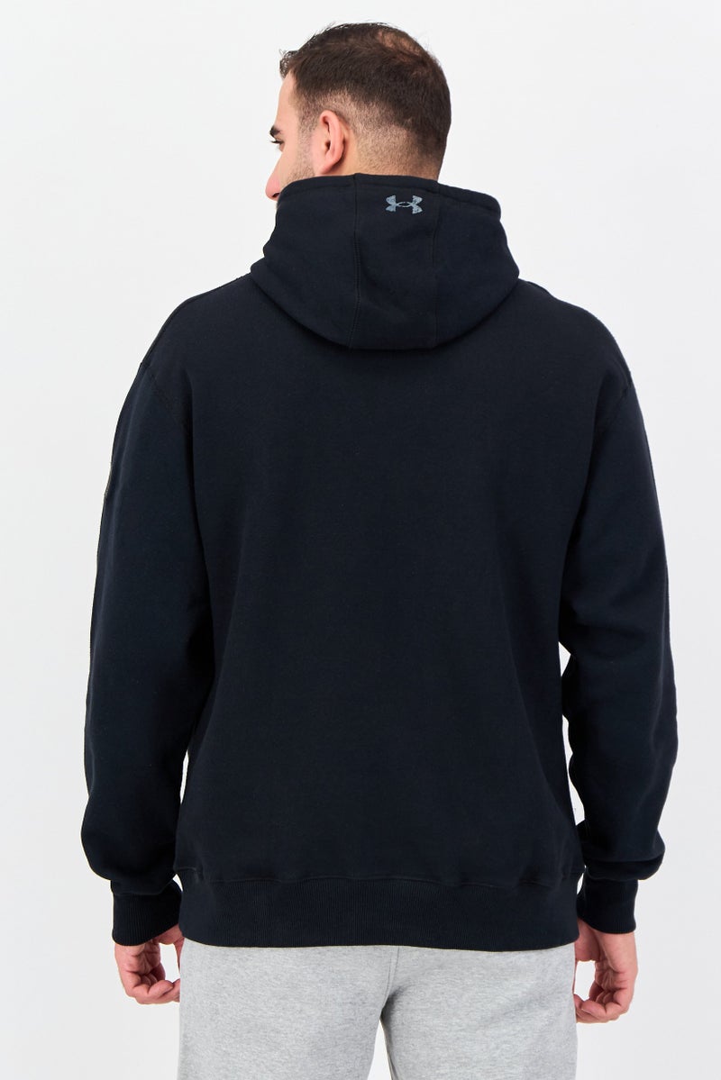 UNDER ARMOUR هودي خارجي بأكمام طويلة فضفاضة للرجال من أندر أرمور × مشروع روك، أسود - Image 2